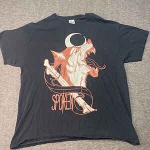 Horror Occult Gildan Shirt XL Graphic Tee Black Wolf Moon Short Sleeve